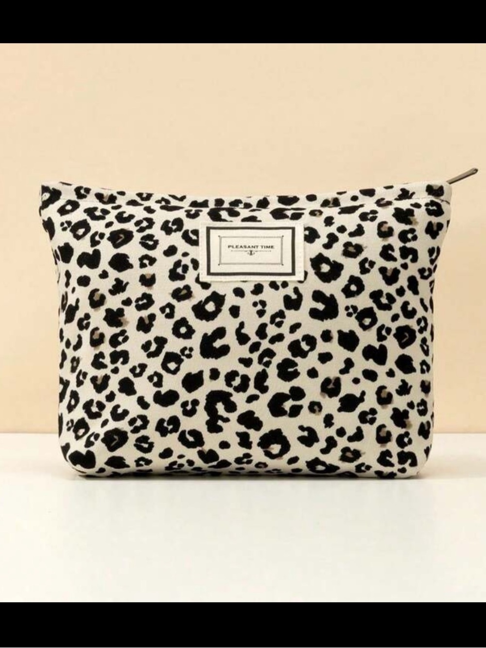 Black White Leopard Print Cosmetic Pouch